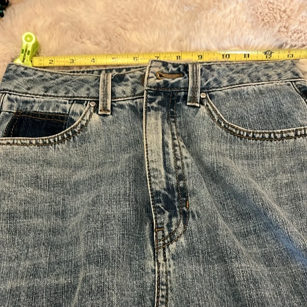 Guess Women’s Distressed Vintage Blue Denim Boho Jean Midi Maxi Skirt  Sz 26